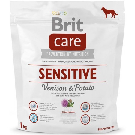 Brit Care (Брит Кеа) Sensitive (1 кг) корм гипоаллергенный для собак всех пород с олениной и картофелем